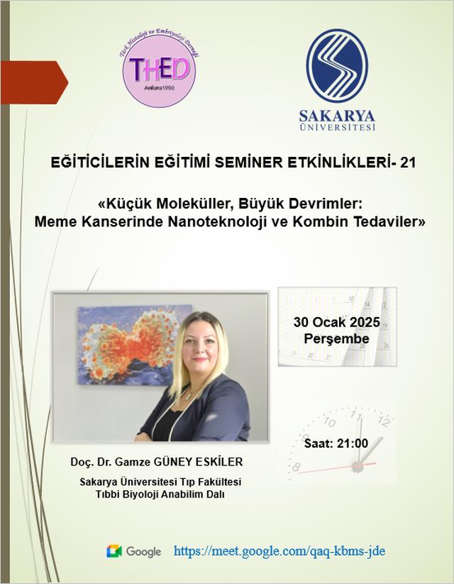 30.01.2025- KÜÇÜK MOLEKÜLLER, BÜYÜK DEVRİMLER: MEME KANSERİNDE NANOTEKNOLOJİ VE KOMBİN TEDAVİLER